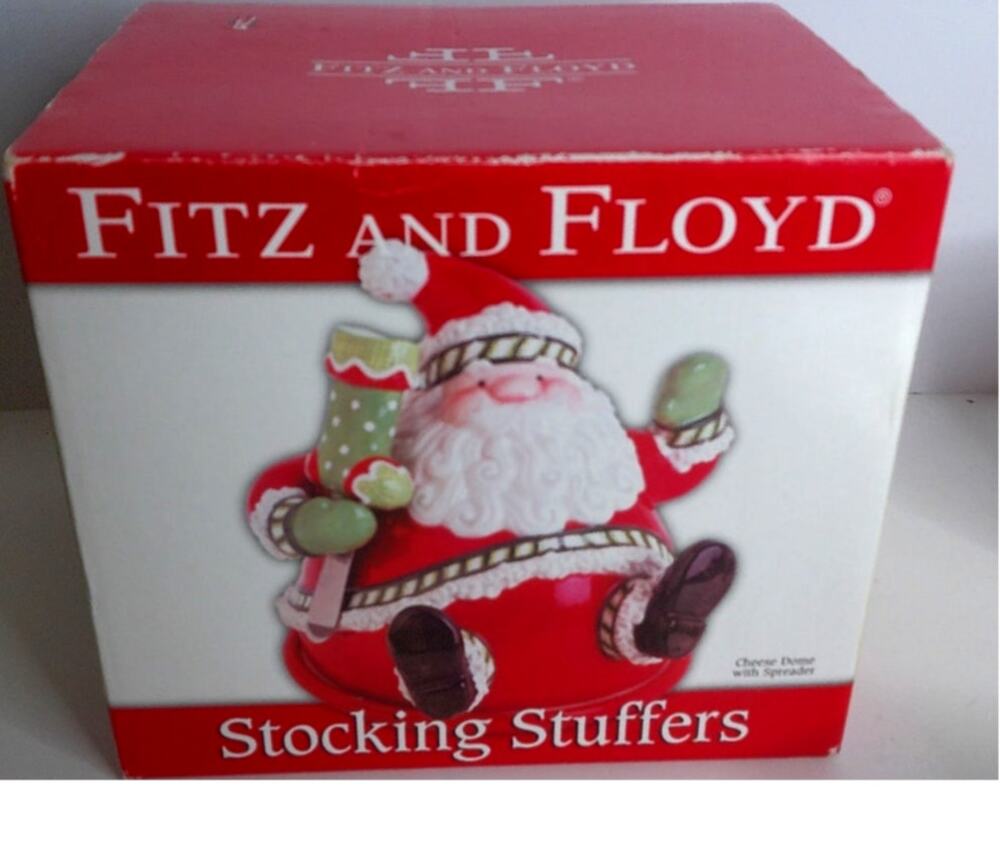Fitz And Floyd Stocking Stuffers Santa Cheese Dome Christmas New